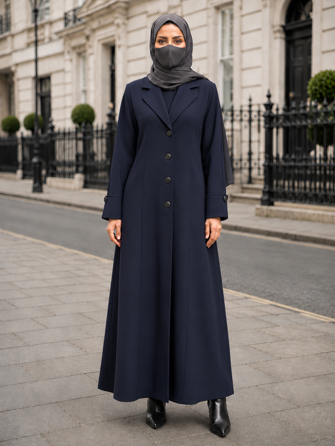 Premium Abaya style Coat without Lining | Free Matching Hijab