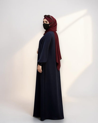Blue Abaya for Women with Mandarin Collar