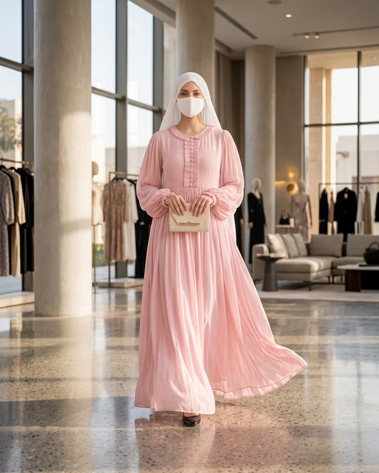 Graceful Lined Modest Dress in Georgette Fabric