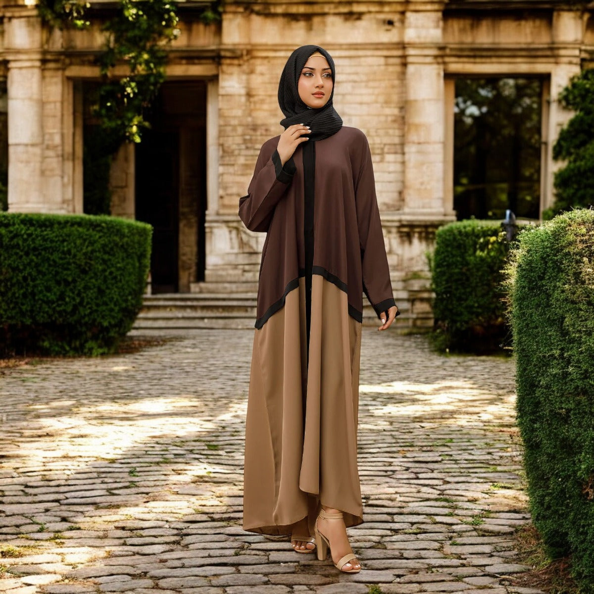 Dual-Color Free-Size Kaftan Abaya