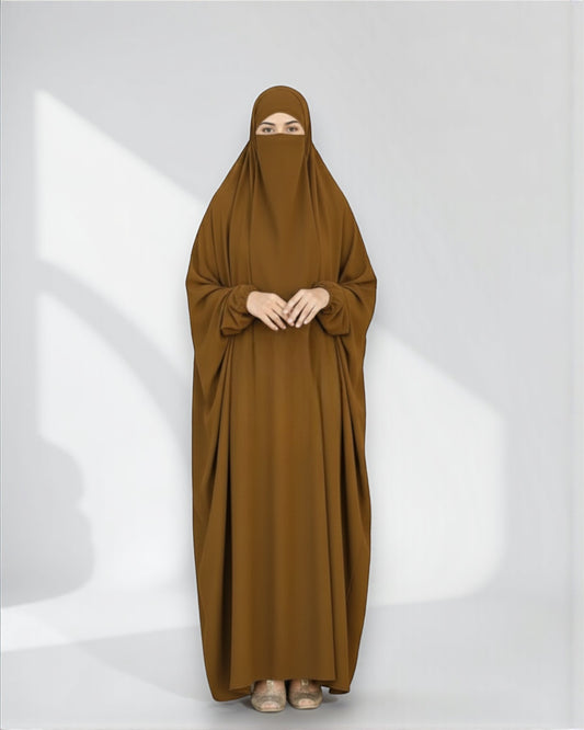 Full Length- Single Piece Jilbab With Adjustable Mouthpiece in Firdaus Fabric
