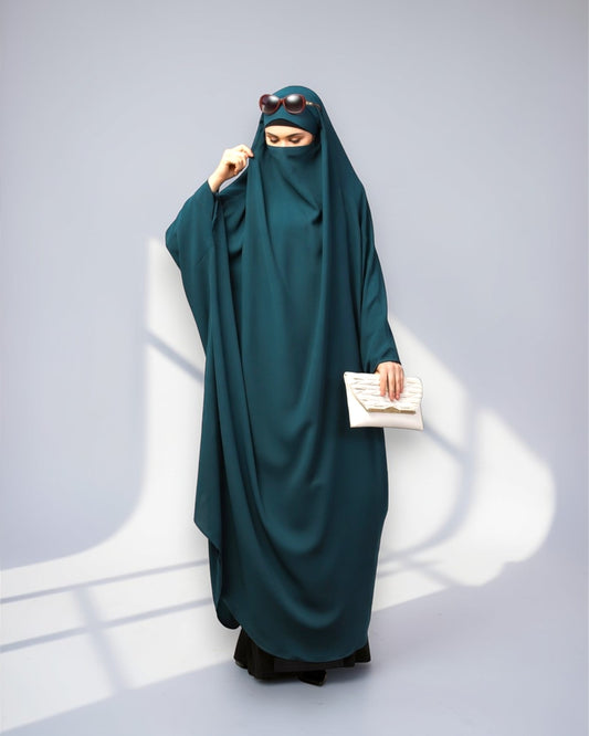 Full Length- Single Piece Jilbab With Adjustable Mouthpiece in Firdaus Fabric