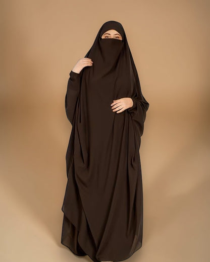 Full Length- Single Piece Jilbab With Adjustable Mouthpiece in Firdaus Fabric