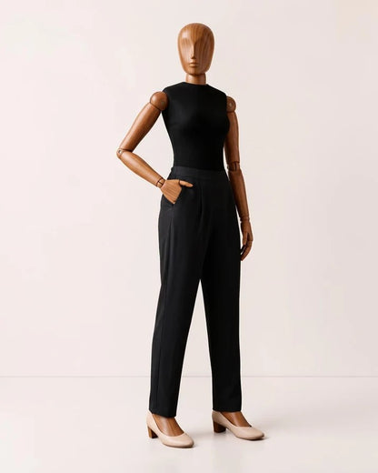 Straight-Fit Pull-On Trousers with Smooth Front & Elasticated Back