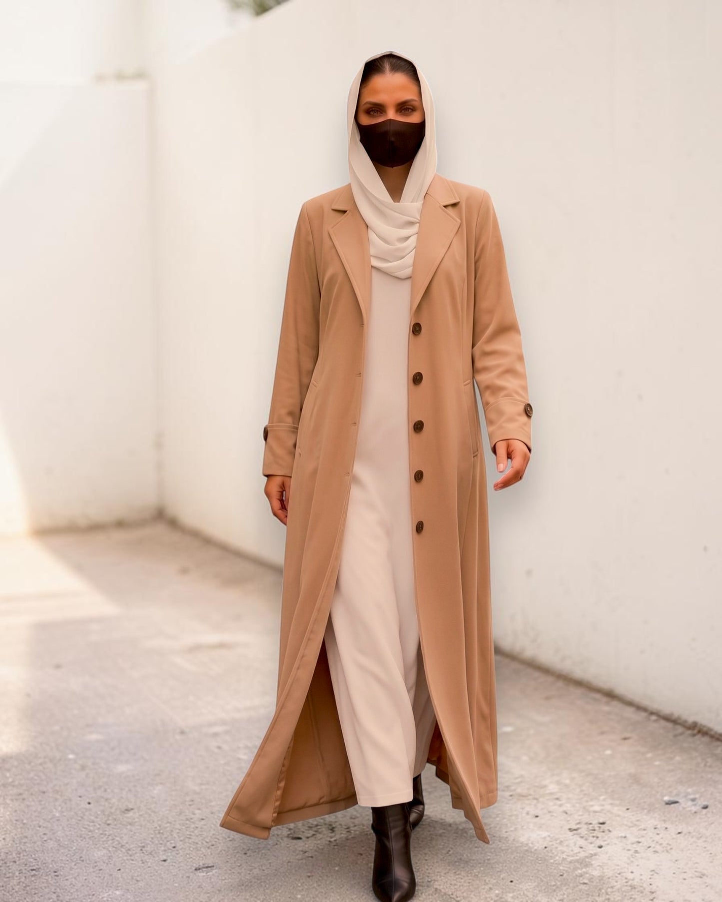 Abaya style long coat without Lining | Free Matching Hijab