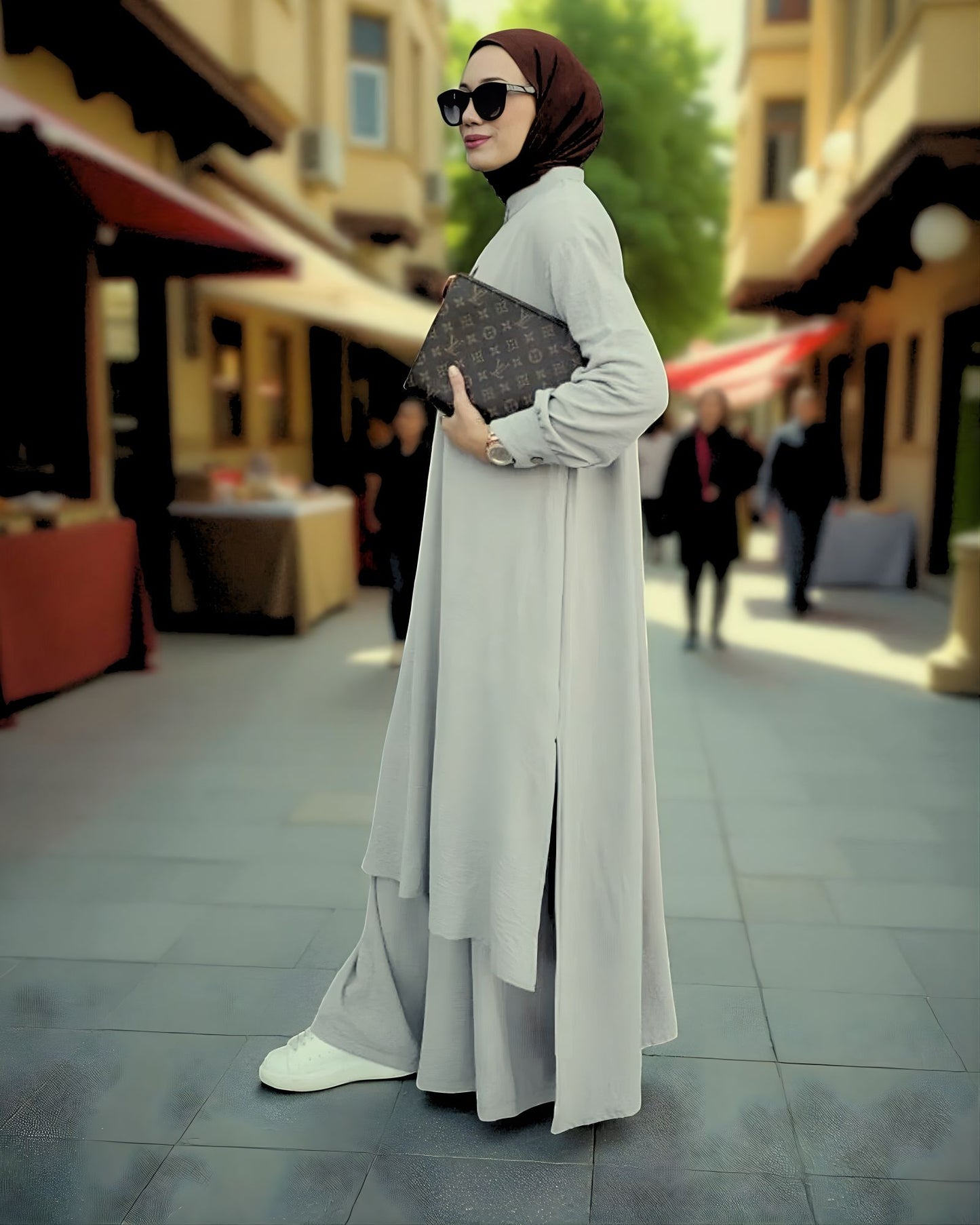 Co-ord Abaya Set for Women Ð Firdaus Fabric with Wide Palazzo & Tunic