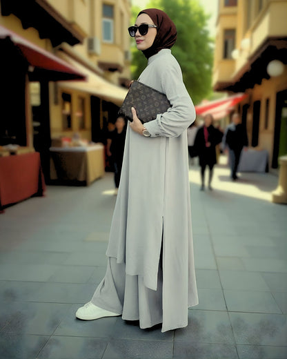 Co-ord Abaya Set for Women Ð Firdaus Fabric with Wide Palazzo & Tunic