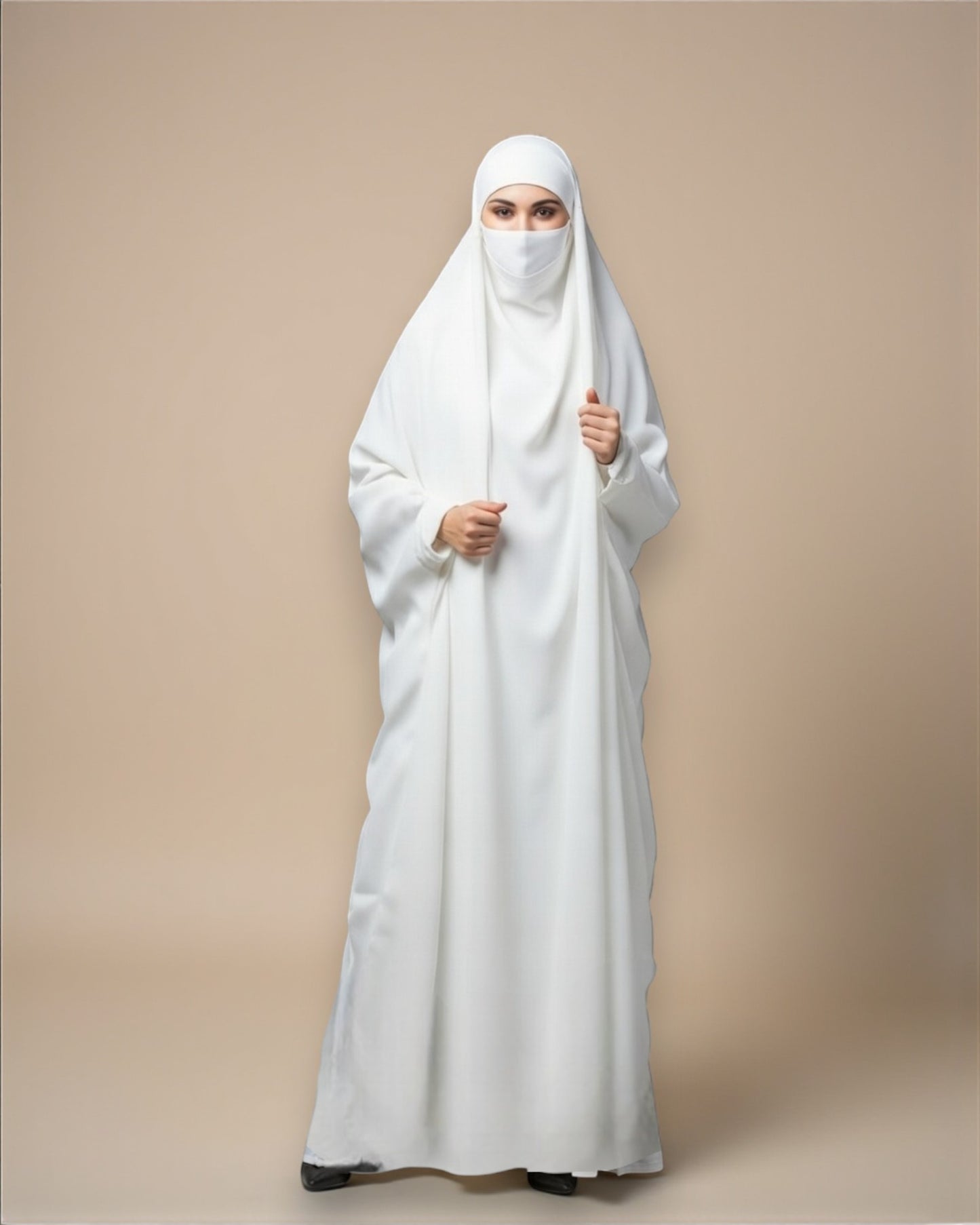 Full Length- Single Piece Jilbab With Adjustable Mouthpiece in Firdaus Fabric