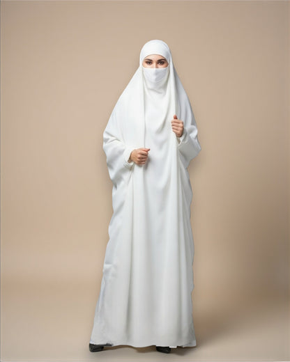 Full Length- Single Piece Jilbab With Adjustable Mouthpiece in Firdaus Fabric