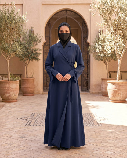 Designer Coat Abaya in Angrakha Style with Tie Ribbons