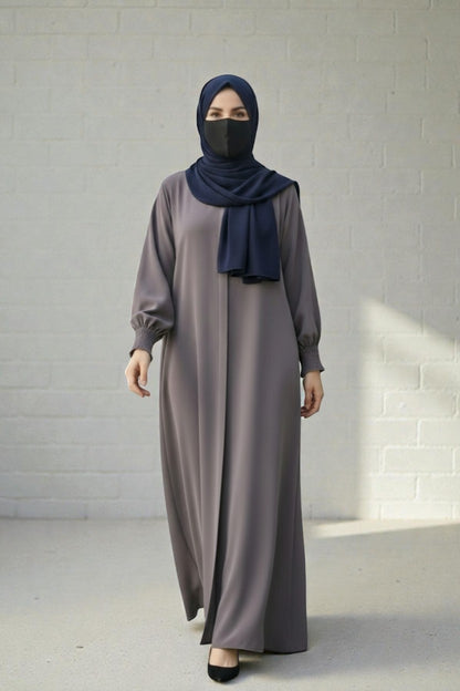 Front Open Abaya with Zipper Opening, Umbrella Flare and Matching Belt