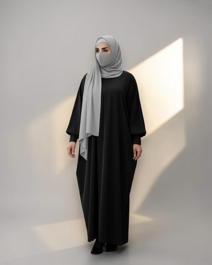 Black Kaftan Abaya with Cuff Sleeves