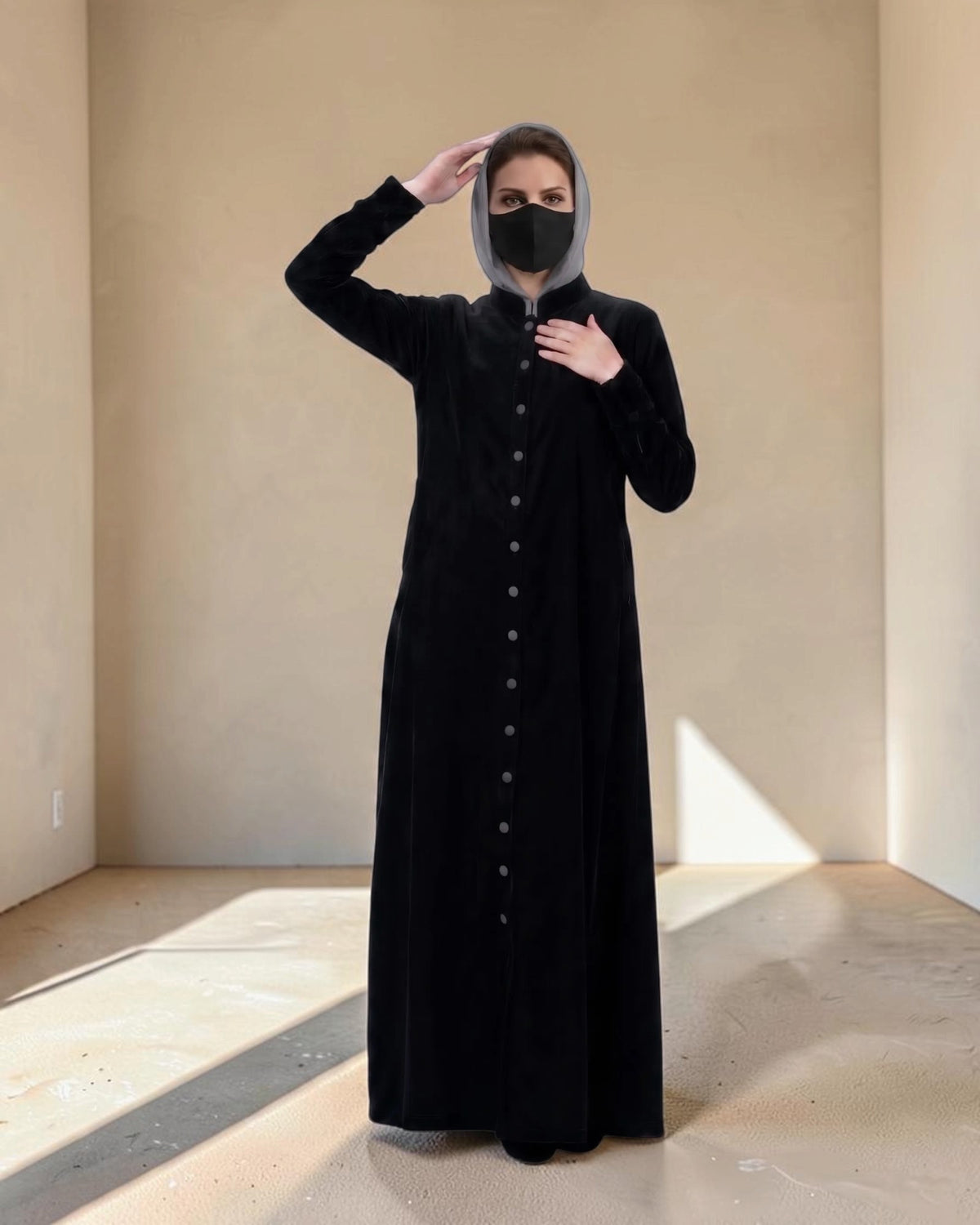Elegant Winter Abaya with Tailored Cuffs