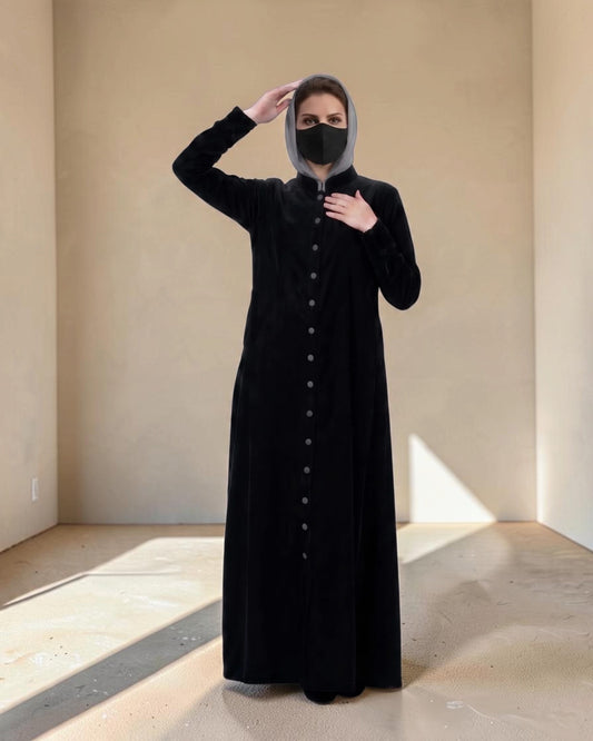 Elegant Winter Abaya with Tailored Cuffs