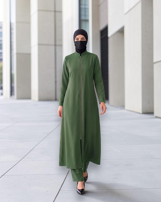 Modest Workwear Long Top with Hijab | Optional Pant |Jade Green