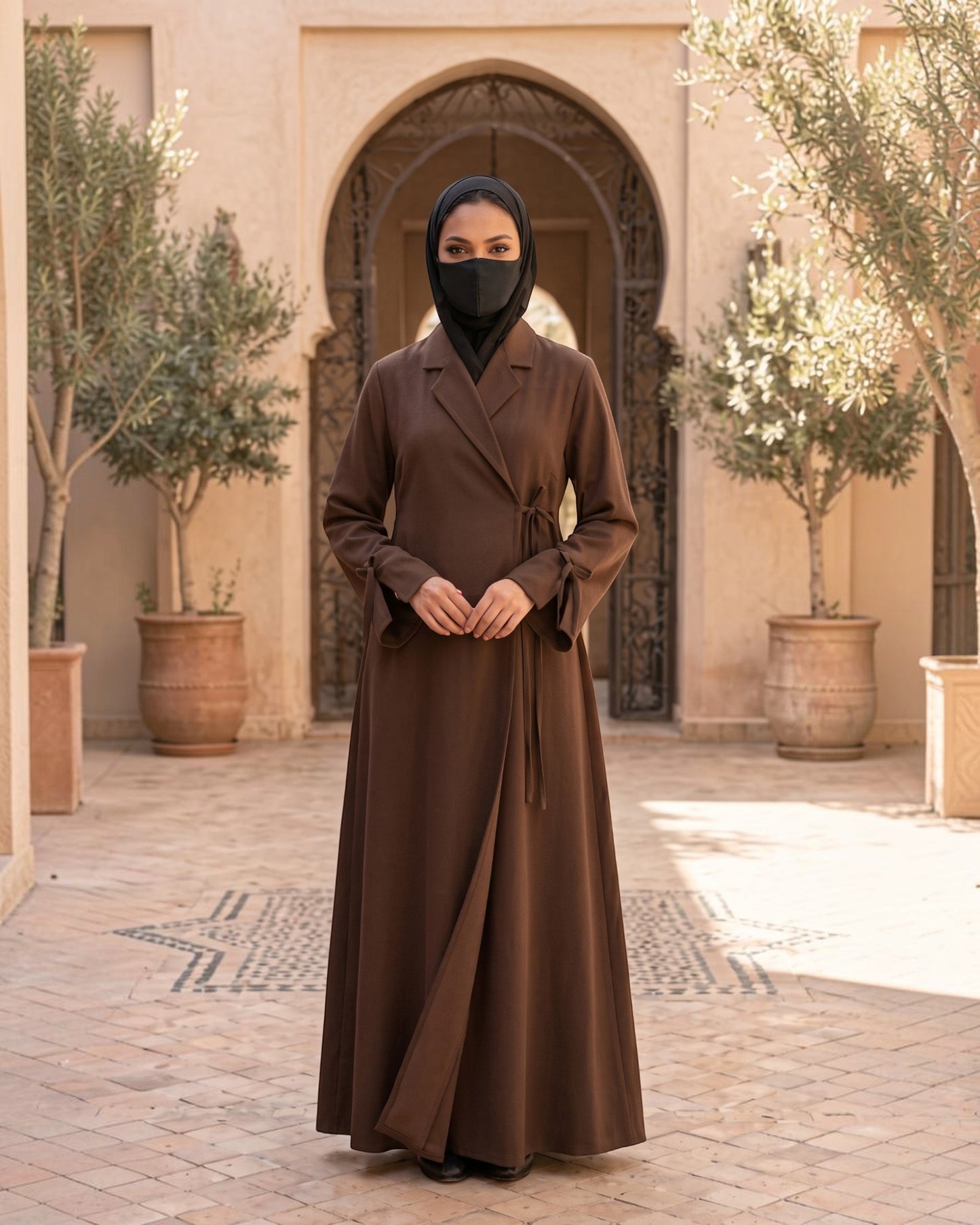 Designer Coat Abaya online in Angrakha Style with Tie Ribbons