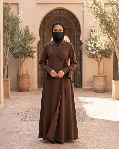 Designer Coat Abaya online in Angrakha Style with Tie Ribbons
