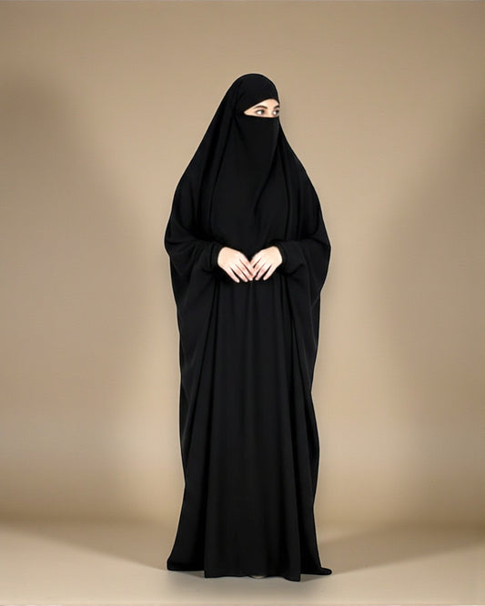 Full Length- Single Piece Jilbab With Adjustable Mouthpiece in Firdaus Fabric
