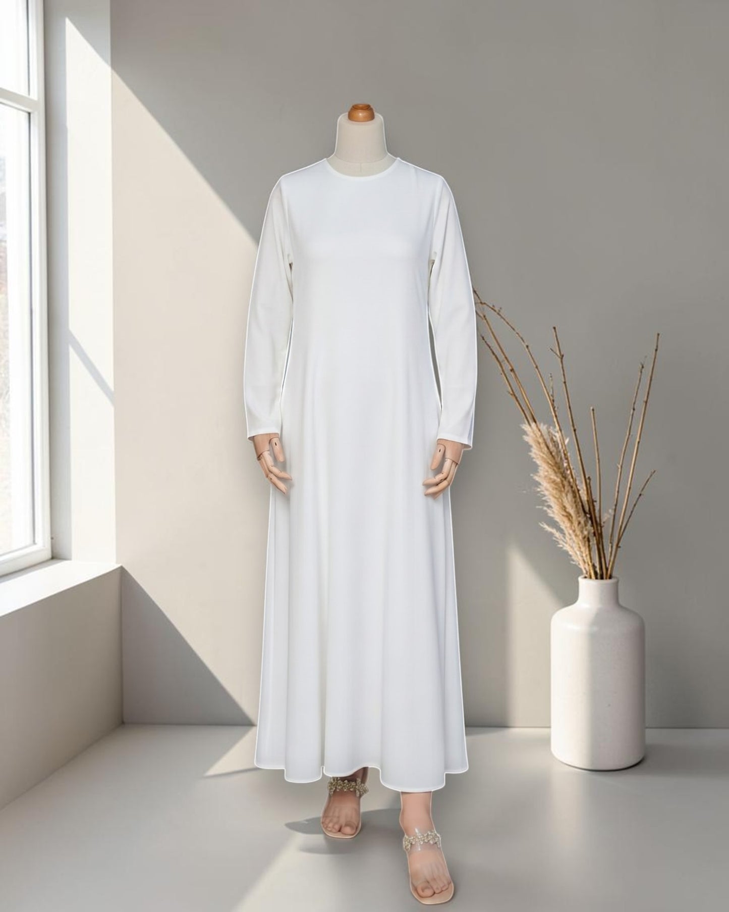 Full Sleeves Inner Abaya in Flow Crepe Fabric with Back Keyhole