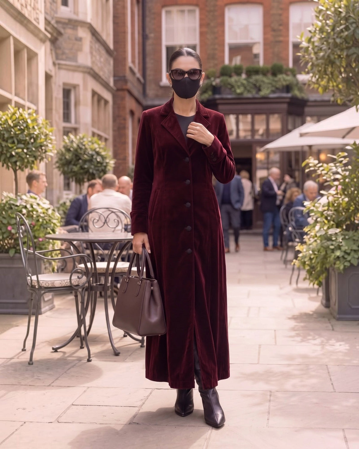 Structured Velvet Abaya Coat with Tailored Lapels