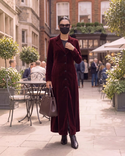 Structured Velvet Abaya Coat with Tailored Lapels
