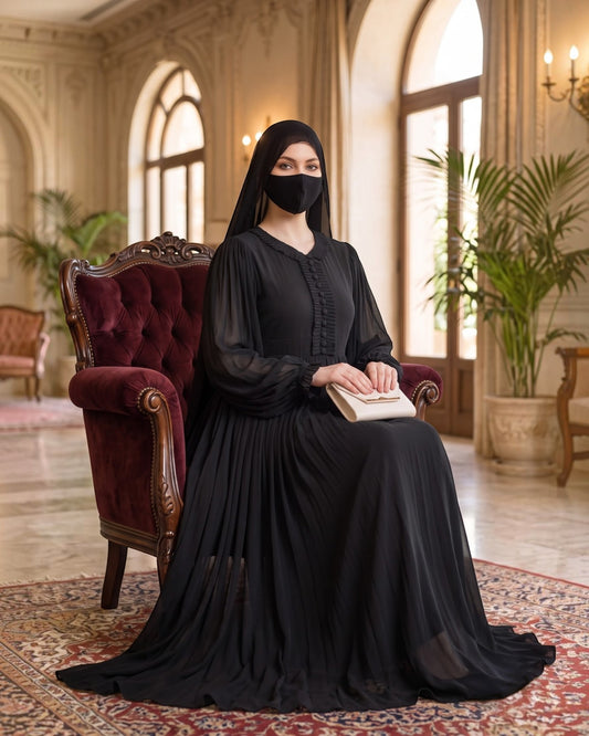Flowy Modest Dress in Georgette with Soft Full Lining