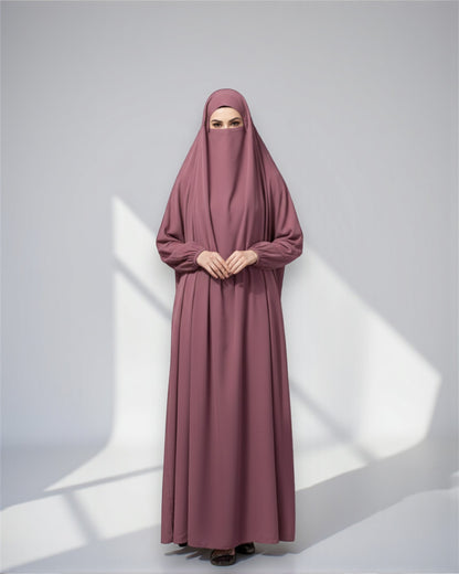 Full Length- Single Piece Jilbab With Adjustable Mouthpiece in Firdaus Fabric