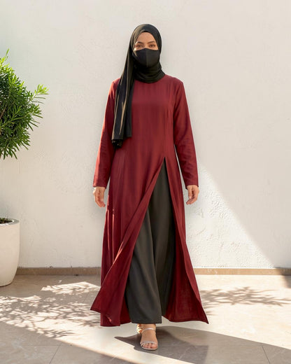 Mahram Long Top Set with Flared Palazzo