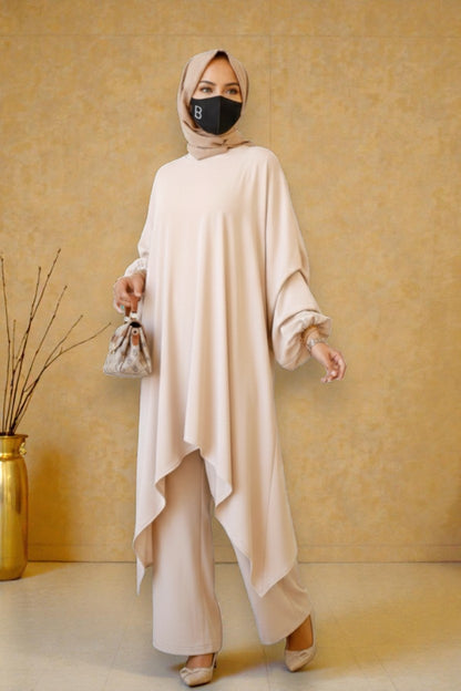 Loose Fit Co-Ord Set in Premium Firdaus Fabric with Hijab