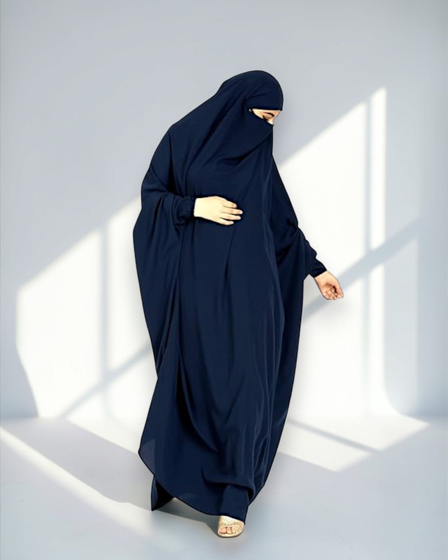 Full Length- Single Piece Jilbab With Adjustable Mouthpiece in Firdaus Fabric