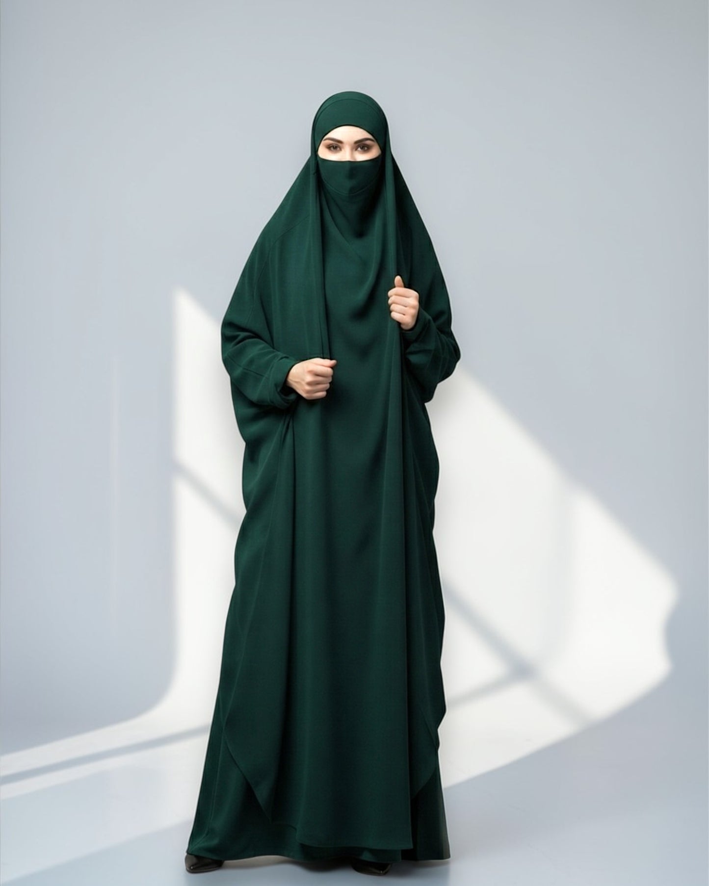 Full Length- Single Piece Jilbab With Adjustable Mouthpiece in Firdaus Fabric