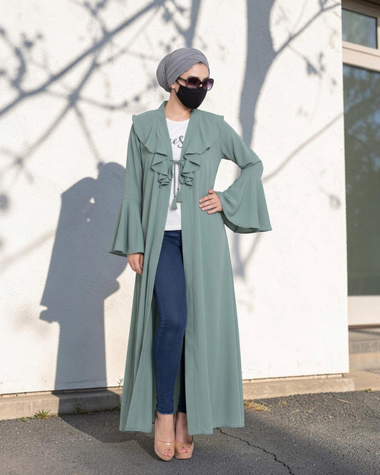 Layered Yoke Shrug for Abaya with Flared Bell Sleeves