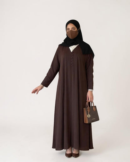 Mahram Brown Daily Wear Abaya with V Neck
