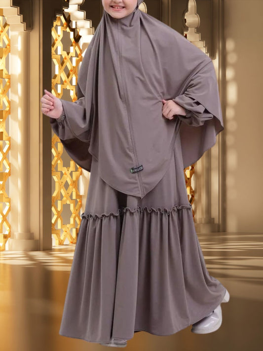 Two-Piece Abaya Set with Coordinated Khimar Hijab