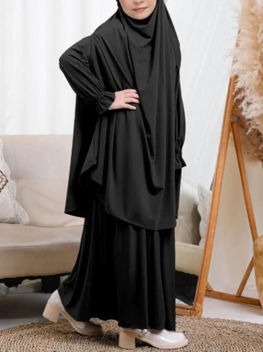 Two-Piece Abaya Set with Coordinated Sleeveless Khimar Hijab