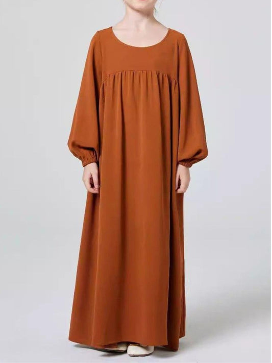 Designer Firdaus Fabric Abaya Dress for Kids with Umbrella Flare