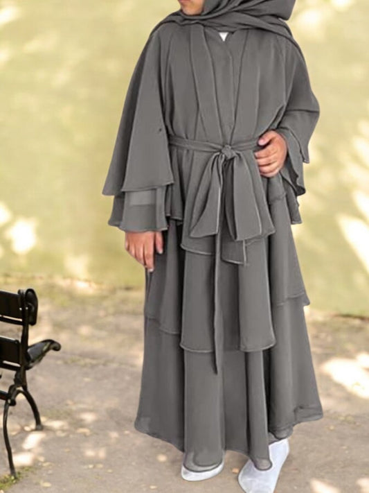 Elegant Front-Open Georgette Abaya for Kids
