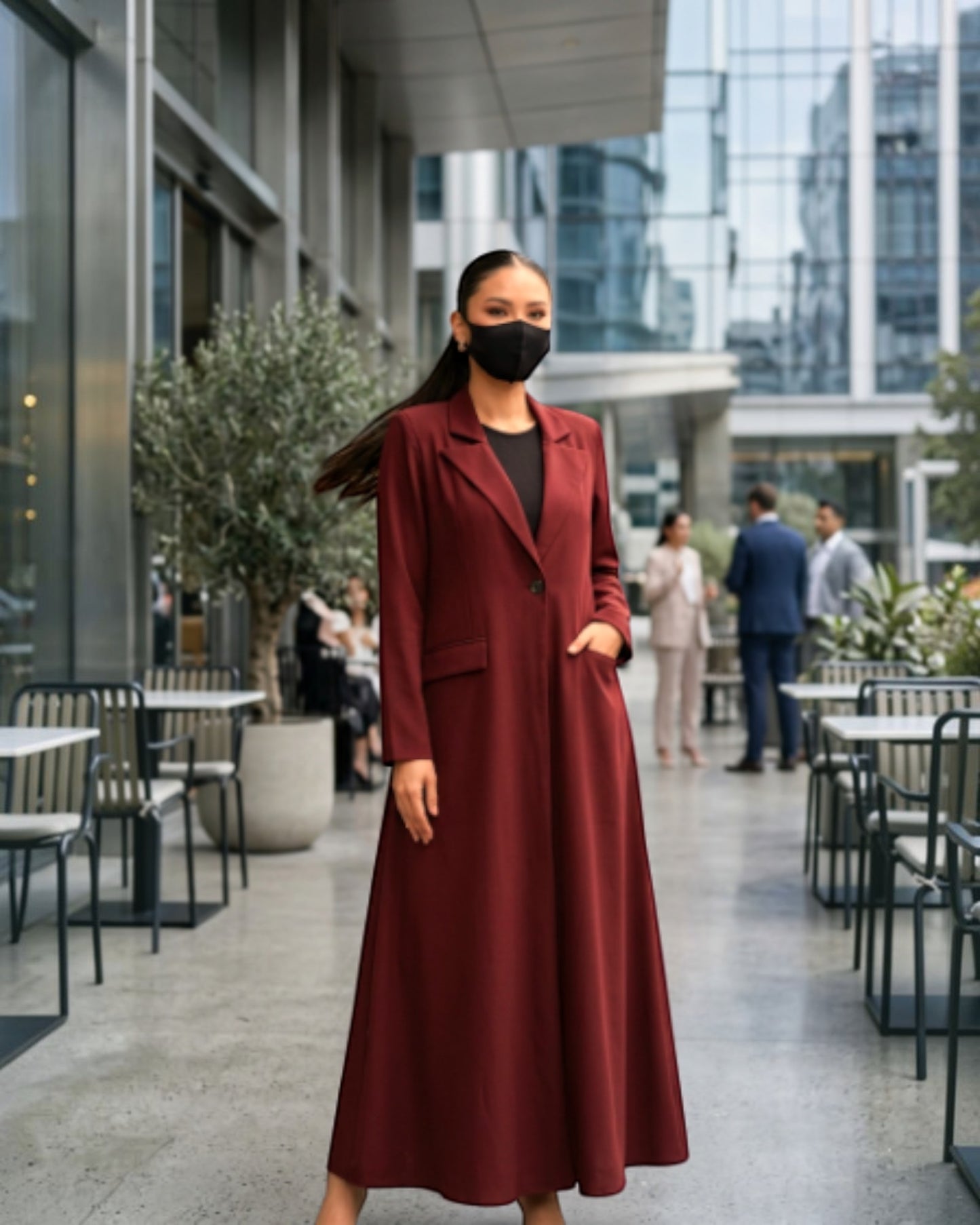 Trendy Mahram-Coat like Abaya in Flow Crepe Fabric