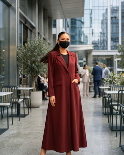 Trendy Mahram-Coat like Abaya in Flow Crepe Fabric