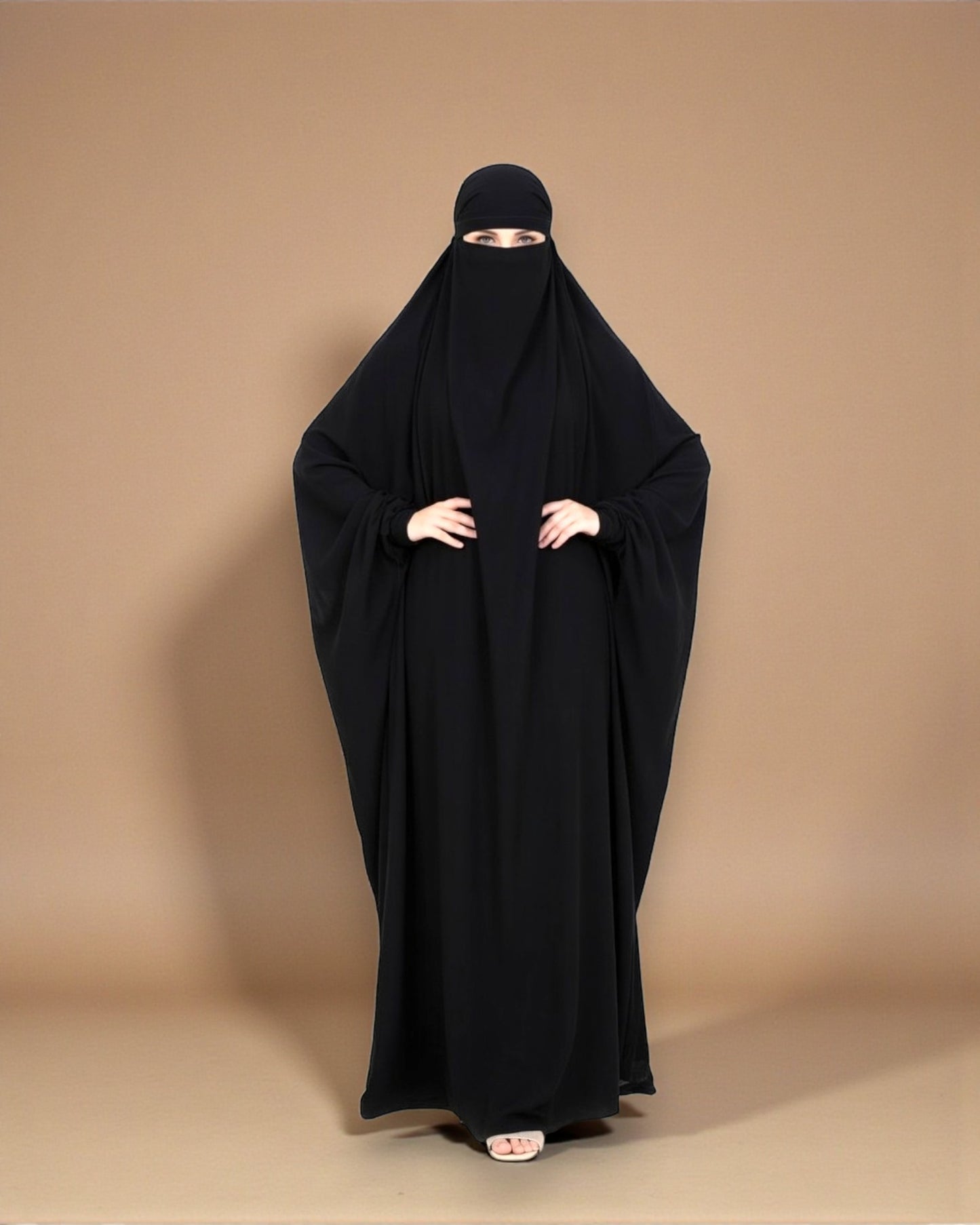 Full Length- Single Piece Jilbab With Adjustable Mouthpiece in Firdaus Fabric