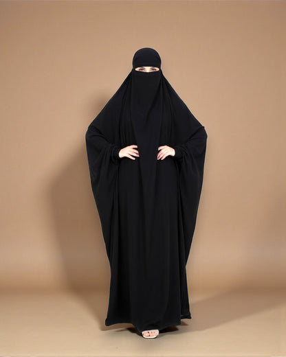 Full Length- Single Piece Jilbab With Adjustable Mouthpiece in Firdaus Fabric