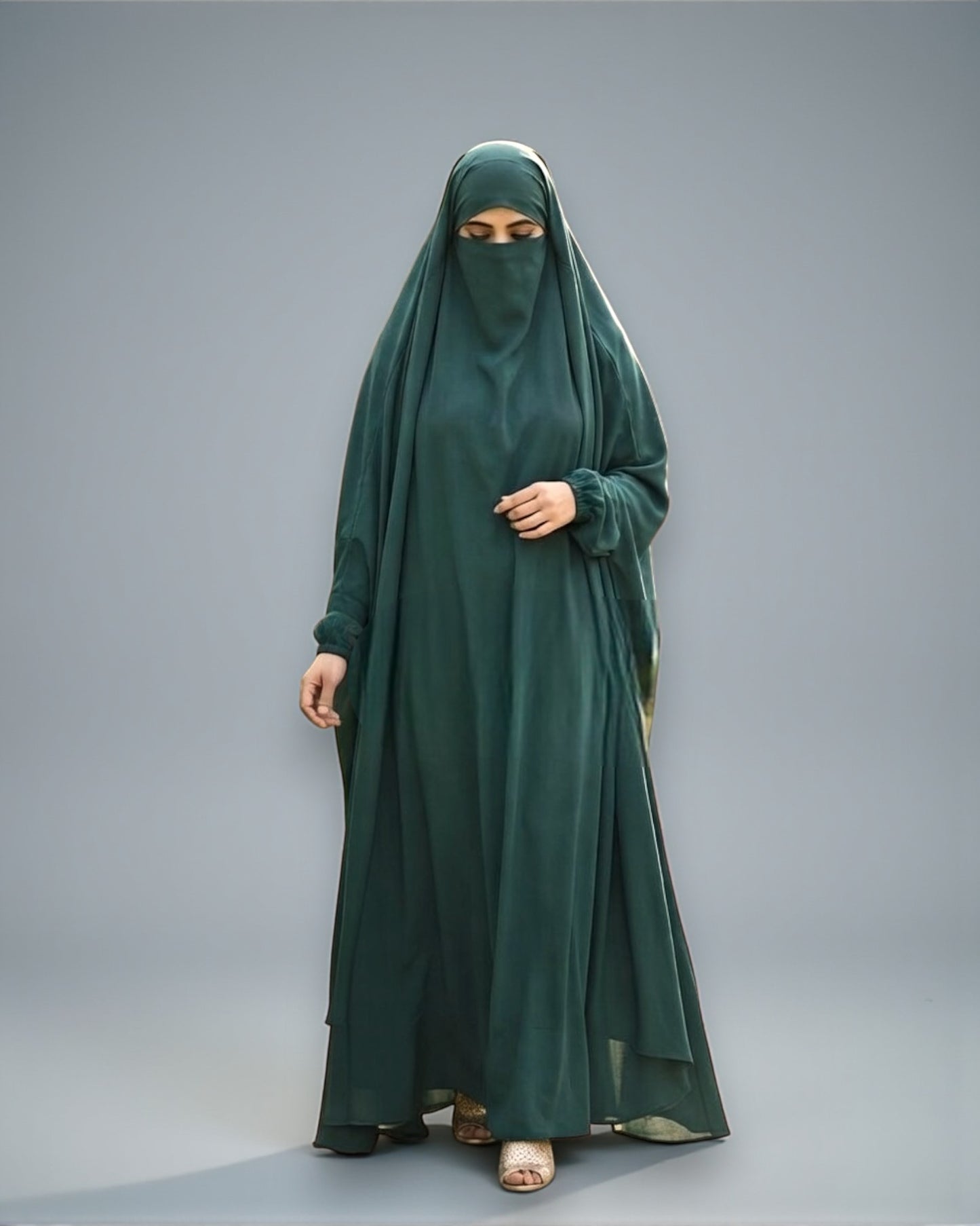 Full Length- Single Piece Jilbab With Adjustable Mouthpiece in Firdaus Fabric