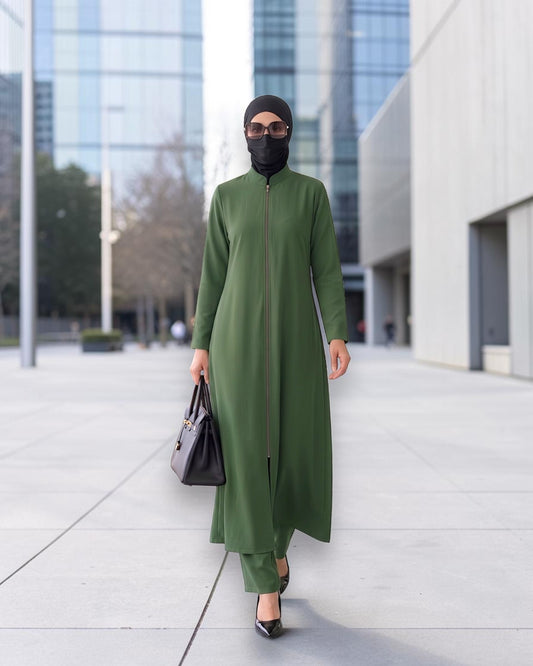 Modest Workwear Long Top with Hijab | Optional Pant |Jade Green