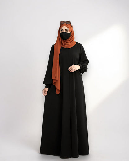 Black Abaya for Women with Rust Hijab