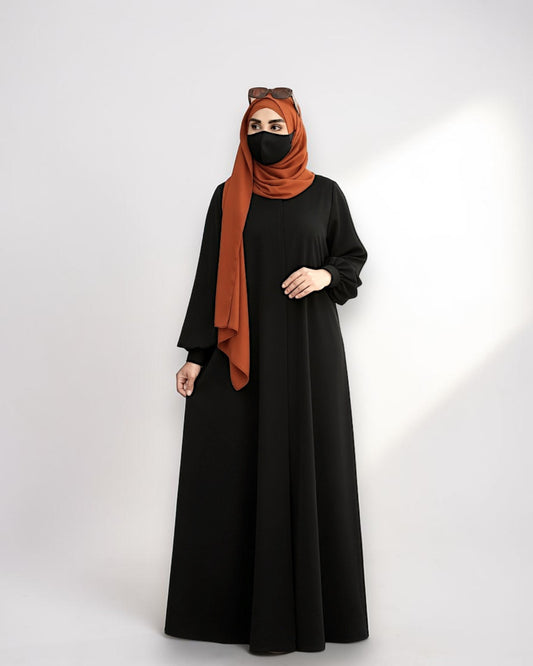 Black Abaya for Women with Rust Hijab