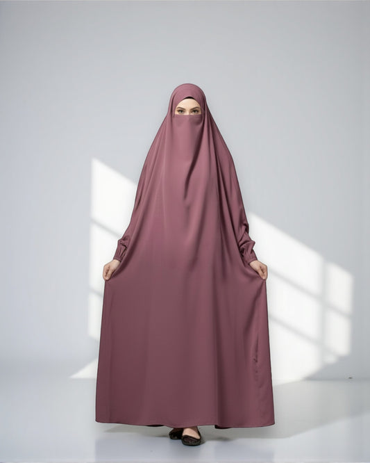 Full Length- Single Piece Jilbab With Adjustable Mouthpiece in Firdaus Fabric
