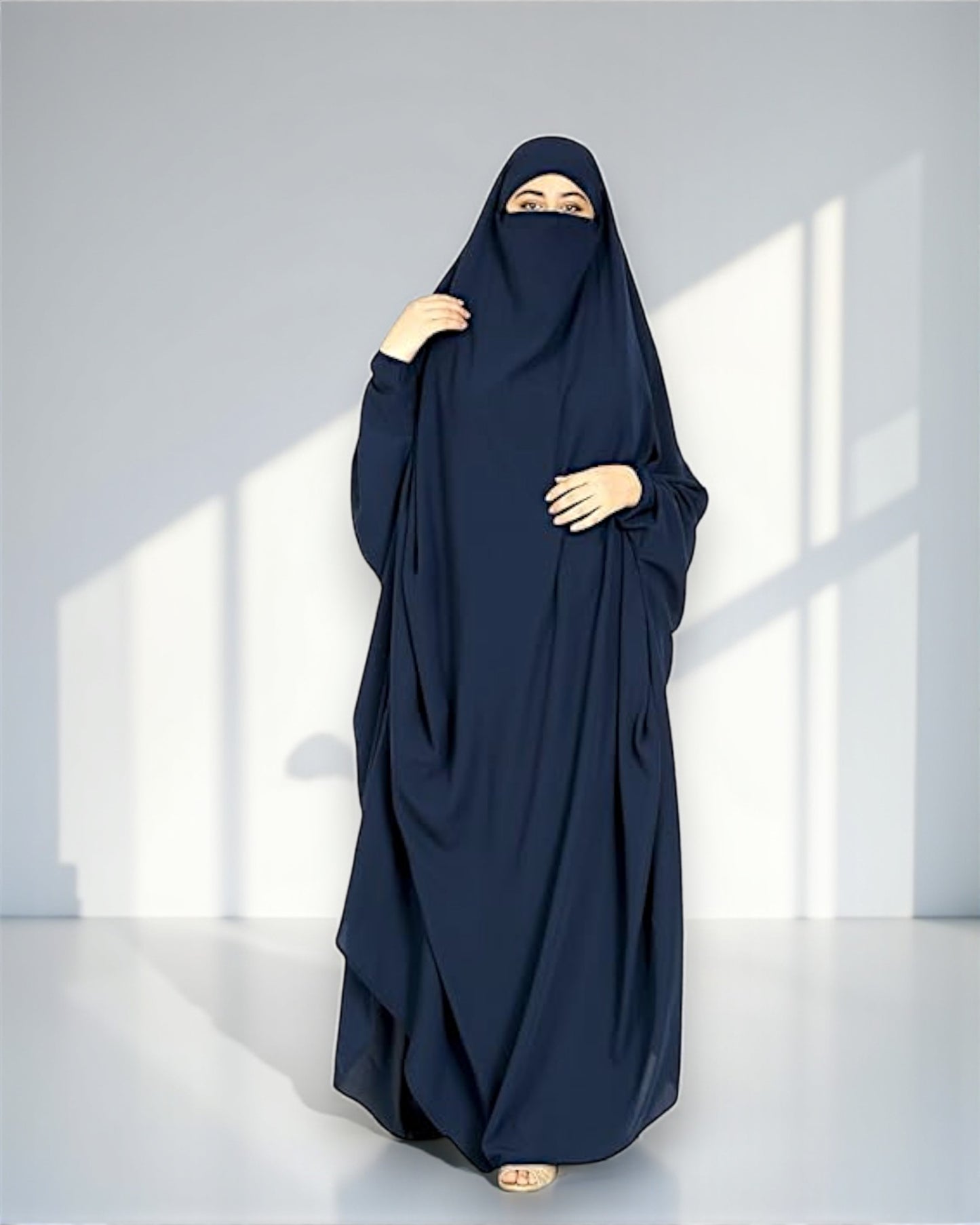 Full Length- Single Piece Jilbab With Adjustable Mouthpiece in Firdaus Fabric