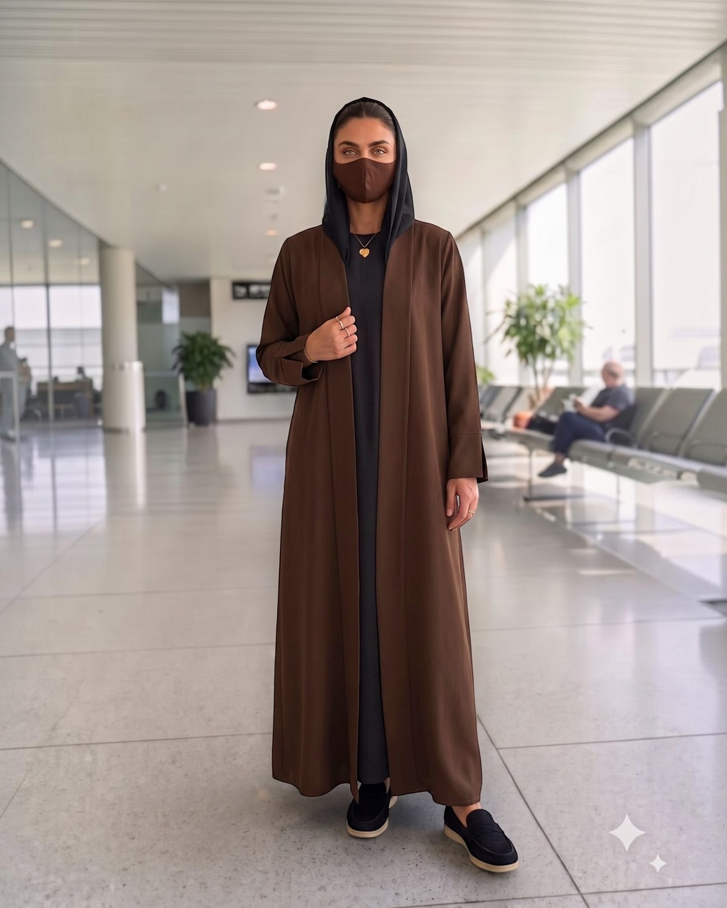 Open Abaya Shrug with Hijab & Optional Inner | open-abaya-shrug| Brown