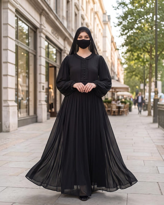 Flowy Modest Dress in Georgette with Soft Full Lining