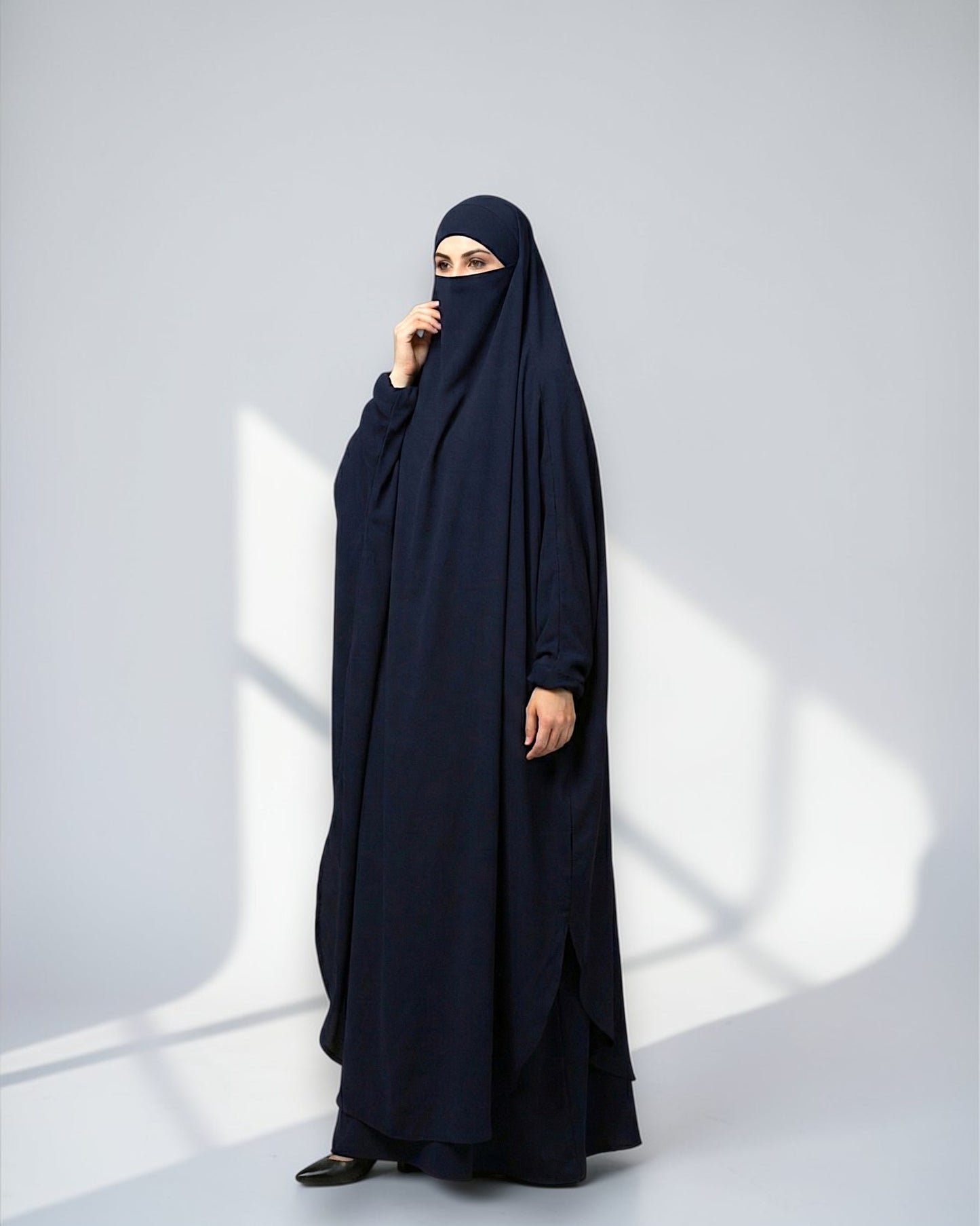 Full Length- Single Piece Jilbab With Adjustable Mouthpiece in Firdaus Fabric
